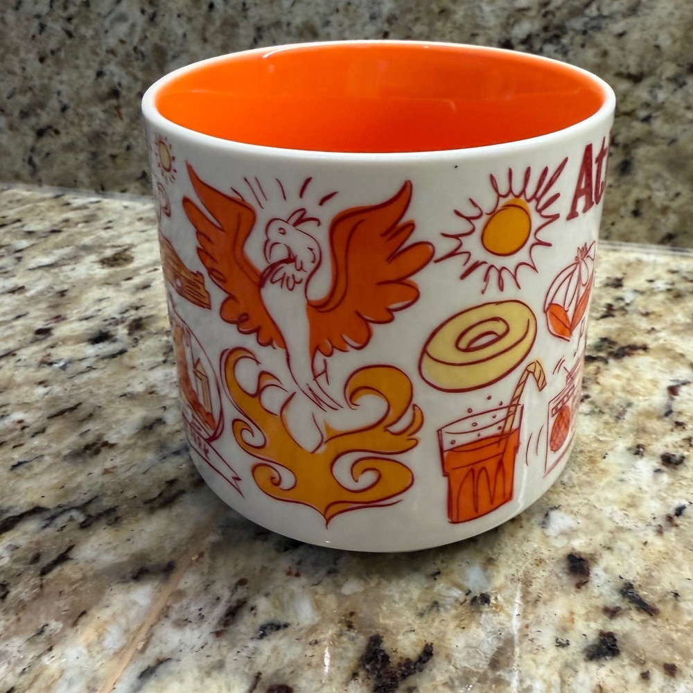 Starbucks Been There Series Atlanta Coffee Mug 14oz Orange White Tea Cup 2018 - Picture 3 of 10
